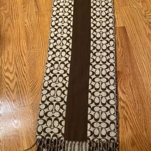 Coach Brown and Cream Logo Scarf